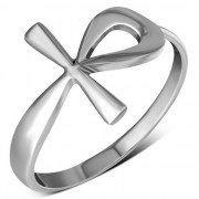 Plain Silver Ancient Egyptian ankh Cross Band Ring, rp557